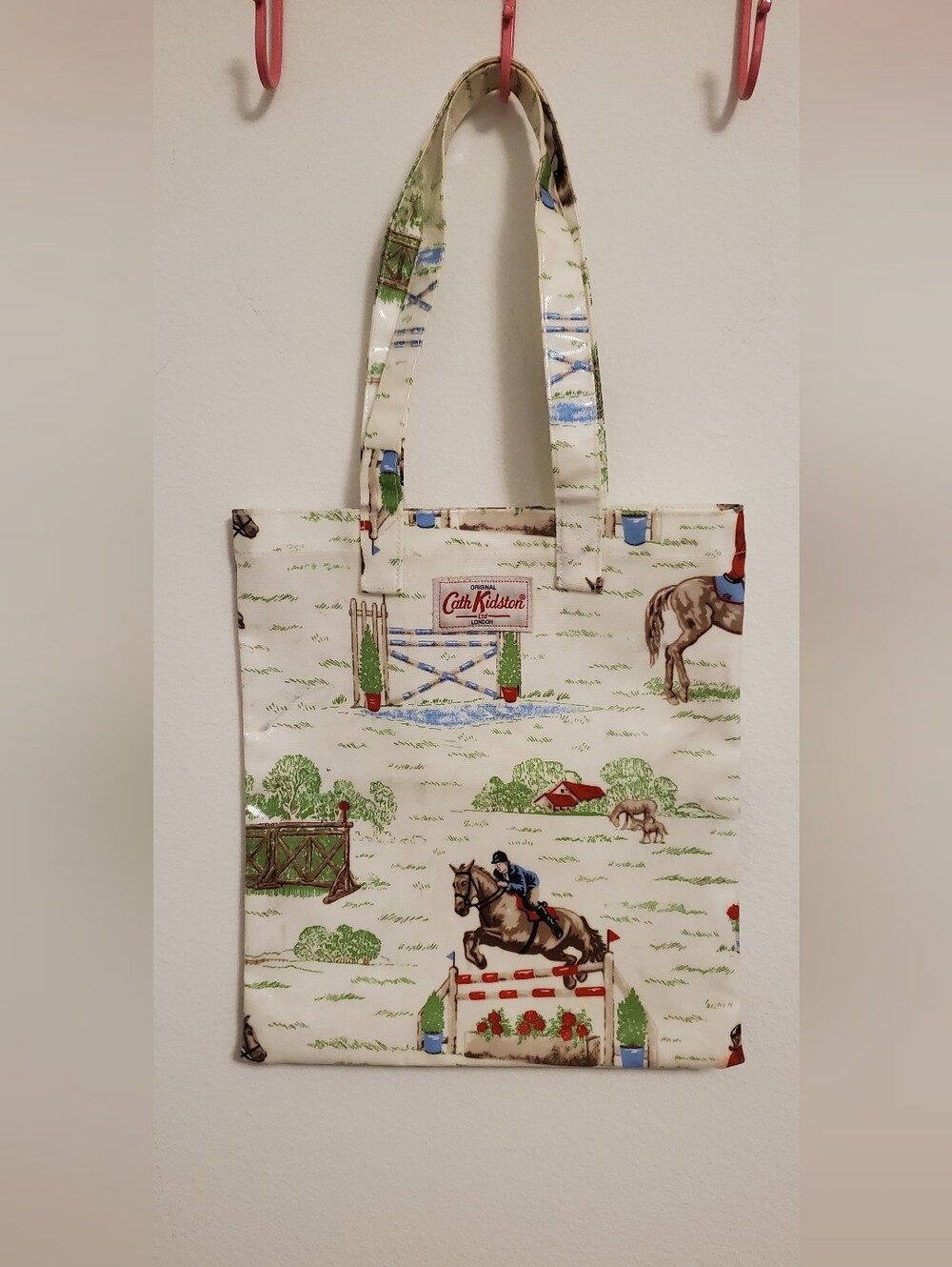 Cath Kidston Oilcloth Cream Horse Equestrian Country Side Print Tote Bag